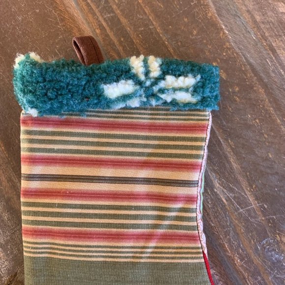 Christmas Stocking Quilted Patchwork Fabric Train Travel NEW 15” Handmade - Picture 5 of 5